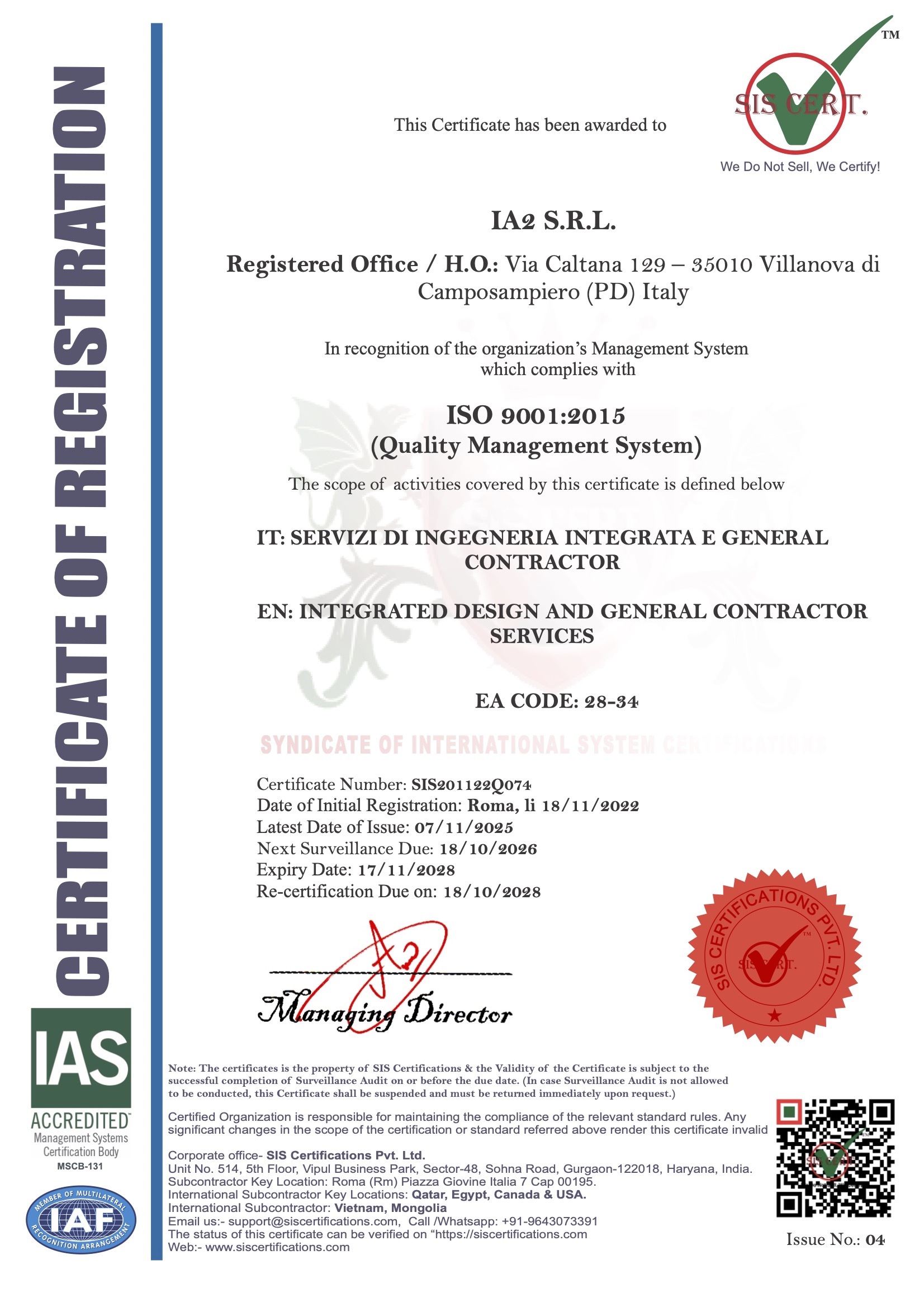 CERTIFICATO ISO 9001